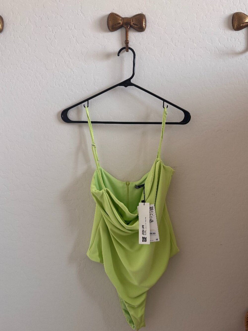NWT Zara lime green draped bodysuit – size medium